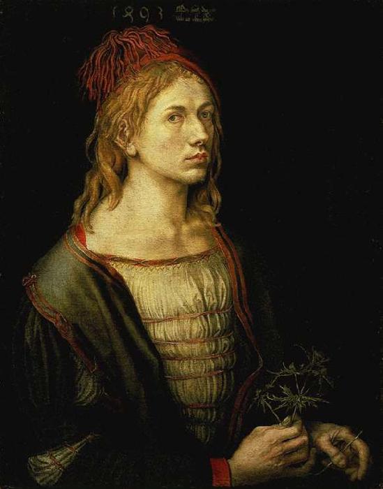 Albrecht Durer Portrait of the Artist Holding a Thistle Sweden oil painting art